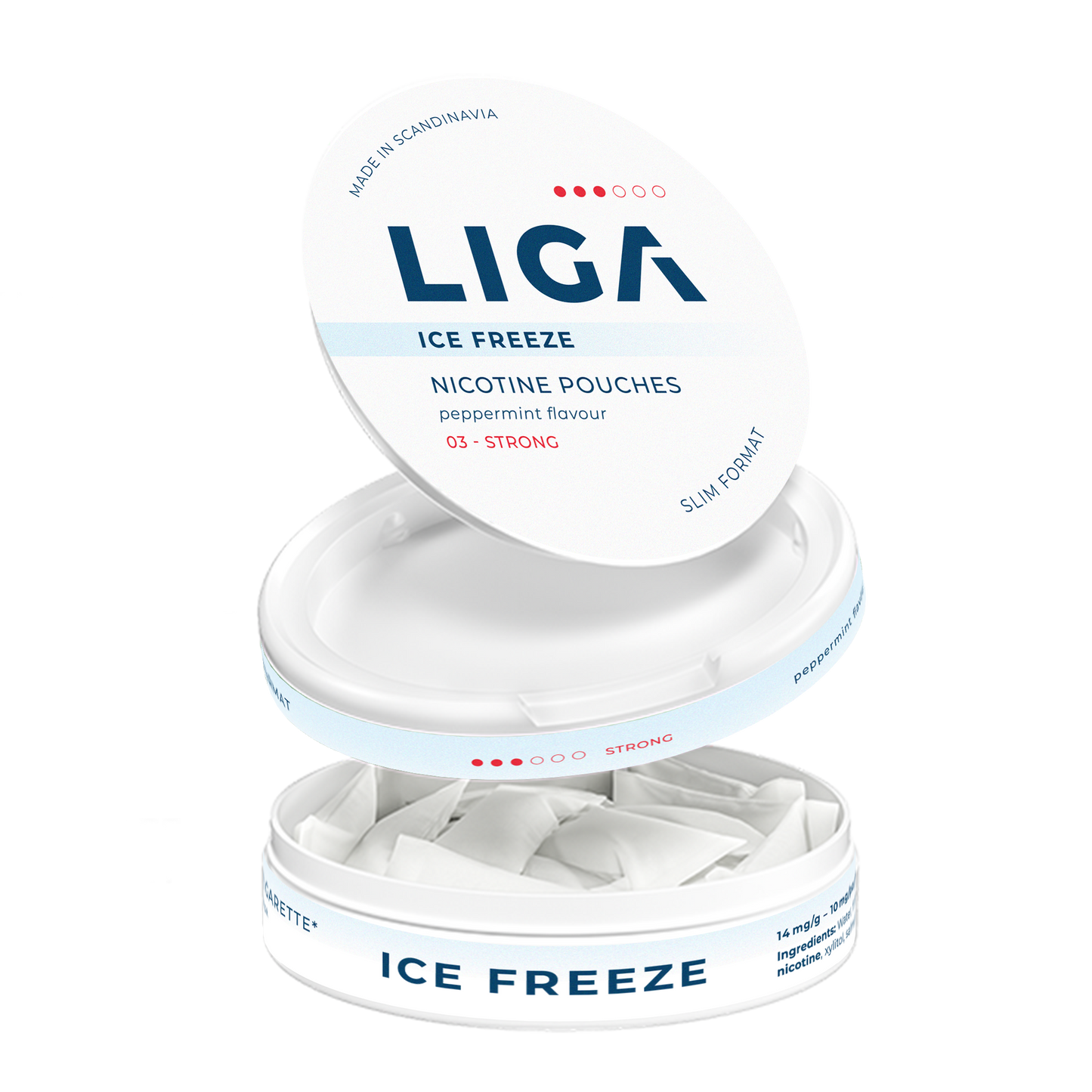 Geöffnete LIGA - Packung: Ice Freeze, Peppermint flavour, 03 - strong