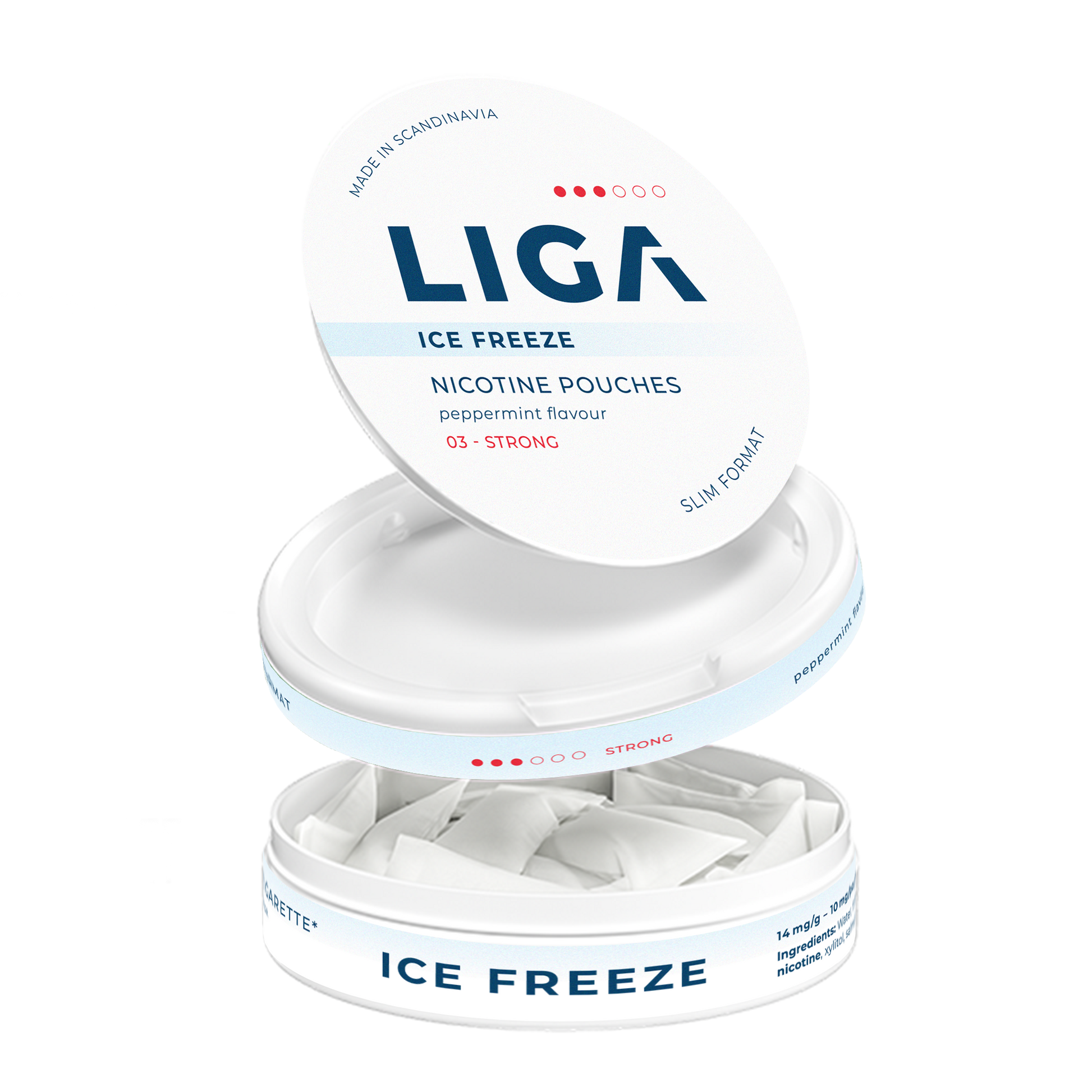 Geöffnete LIGA - Packung: Ice Freeze, Peppermint flavour, 03 - strong